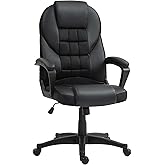 HOMCOM Executive Office Chair, PU Leather High Back Desk Chair, Swivel Computer Chair with Adjustable Height and Tilt Functio