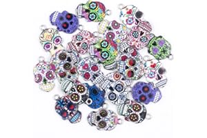MiDube 25 Stück Totenkopf Anhänger aus Metalllegierung, Emaille, Charms Kleiner Schmuck für DIY Halskette Anhänger Armband und Ohrring Anhänger
