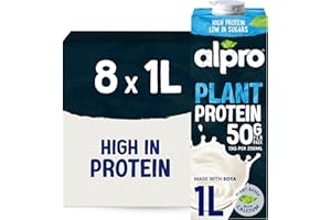 Alpro Soya Drink - High Protein - Plant-Based Long Life Dairy Free & Lactose Free Milk Alternative - 1L (Pack of 8)