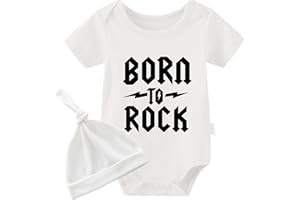 culbutomind Body Bébé Jumeaux Born To Rock Naissance Vêtement Fille Garçon Cadeaux Manches Courtes Jumeau Pyjama Bébé Avec Bonnet