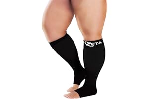 Zeta Wear Paire de chaussettes de soutien à bout ouvert pour femme, coupe incroyable, grande taille