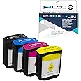 LCL Compatible Ink Cartridge 10 82 C4844A C4911A C4912A C4913A (4-pack Black Cyan Magenta Yellow) Replacement for HP Designjet 100 100plus 500 500ps 500Plus 800 800ps 815 815mfp 820 820mfp