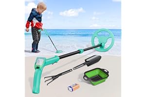 Detector de Metales Niños, Sunowl Detector Metales Niños Ligeros con Pantalla Retroiluminada de Vástago Ajustable y Bobina de Búsqueda Impermeable, Detector de Metales para Niños de Alta Sensibilidad