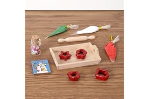 ‎FESTICY Festicy Wichtelbäckerei Zauberkrümel I 11-teilig I Zubehör für Dein Wichtel Haus I Wichtel Backset mit Nudelholz, Spritzbeuteln & Backbuch I Miniatur Wichtel Weihnachten & Puppenhaus Zubehör