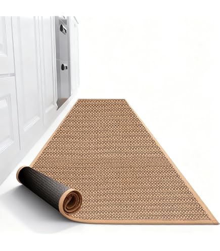 LUXECOVE Tapis de Cuisine Lavable 60 x 90 cm, Tapis tissé antidérapant et résistant à l'usure, Tapis de Sol en Caoutchouc antidérapant, Tapis Jute, Tapis de Salon, Tapis de Salle de Bain