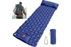 TPVUPC Colchón Autoinflable con Bomba de Pie Esterilla Camping con Mosquetón Impermeable y Resistente al Desgaste Esterilla Hinchable Esterill Dormir para Senderismo Camping Actividades al Aire Libre-Azul