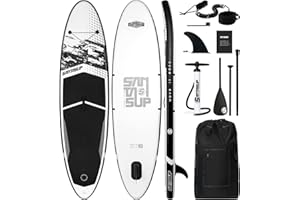 Santasup Tavola gonfiabile per stand up paddle, blu, con accessori, ampia tavola per adulti e ragazzi, tavola da surf, tavola da sup a tutto tondo con tavola antiscivolo