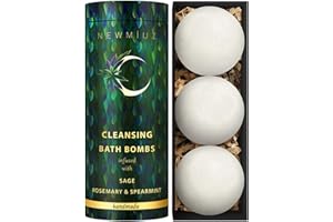 NEW MIUZ Sage Bath Bombs - Spiritual Bath Energy Clearing Protection Shielding - Smokeless Smudging Sage Rosemary and Spearmint - Relaxation Stress Relief Spa Gift Christmas Birthday