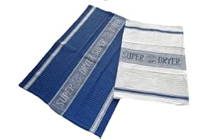 Waddington & Holmes Store Special Woven Weave Super Dry Tea Towels 2 Pack (Blue)
