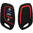 kwmobile Car Key Cover Compatible with MG 3-Button ZS MG4 MG5 MG6 Key Cover - Silicone Protective Car Key Fob Case - Black/Red/Blue