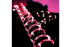 XUNATA LED Solar Lichterschlauch 5M 50 LEDs Lichter IP65 Wasserdicht Schlauchlicht Lichtschlauch für Garten, Weihnachten, Hochzeit, Party (Rot, 5m (50LEDs) + 2m lead cable)