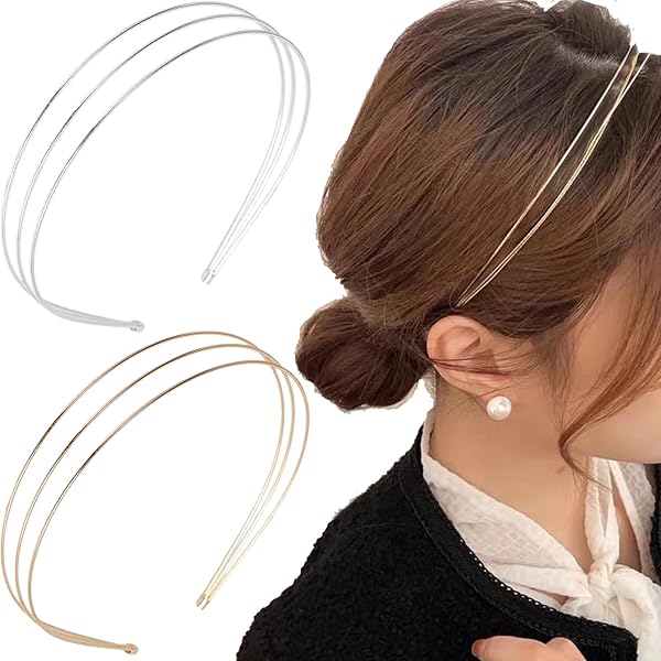 Serre-têtes Métalliques Dorés – Lot De 2, Design Fin Et élégant Pour Femmes Et Filles !