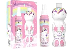 AIR-VAL Eau my Unicorn Scent, set regalo con Eau de Cologne Natural Spray (200 ml) e gel doccia e shampoo 2 in 1 (400 ml), dermatologicamente testato, vegano e approvato FSC, set regalo per bambini