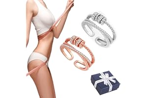 QOSNEOUN Jansio Threanic Triple-Spin Ring, Jansio Threanic Triple-Spin Ring Weight Loss, Vikanda Thermogenic Moissanite Spinner Ring, Feelief Zirconica Triple Fidget Ring (Rose Gold+Silver)