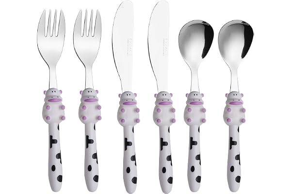 Exzact Barnbestick rostfritt stål 6 st set - 2 x gafflar, 2 x säkra middagsknivar, 2 x middagsskedar