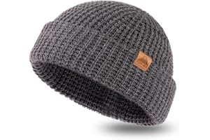 TOP-EX PolarWool L/XL/XXL Merino wełna z wełny waflowej Troyer czapka z daszkiem, dwuwarstwowa, 2 style, ciepła zimowa czapka z dzianiny, dla mężczyzn i kobiet