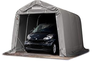 TOOLPORT Carpa Garage 2,4x3,6 m PVC 800 N Garaje portátil Cobertizo Compacto de Almacenamiento Refugio 100% Impermeable Gris