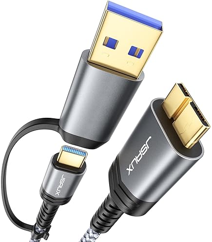 Keple Cavo USB 3.0 Tipo A / Micro B, Compatibile Con Hard Disk Transcend, Toshiba, WD, Seagate E Altri, Lunghezza 0,5 M, Nero
