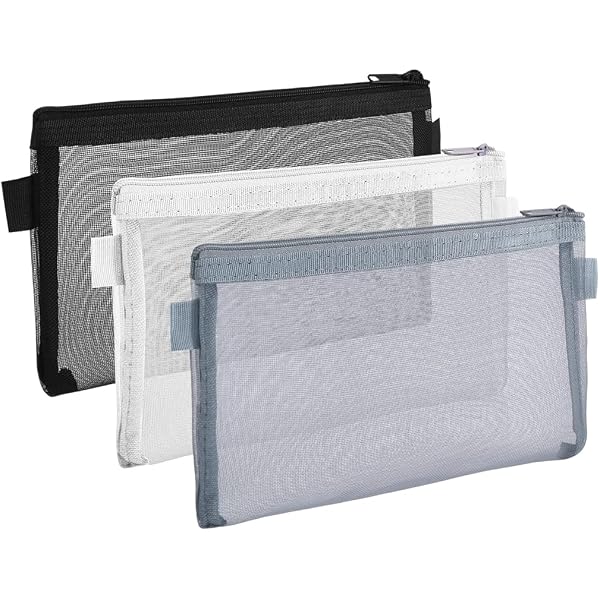 10 Astucci Trasparenti Per Penne RETON Con Cerniera, Impermeabili, Organizer Multiuso (Nero, Bianco, Rosa)