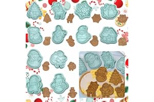 LPAMABA 12pcs 3D Moldes Galletas Navidad Cortadores de Galletas Moldes Galletas Navideñas Cortadores de galletas Plástico Cookie Fondant Decoración de Pasteles