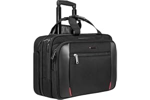 EMPSIGN Plecak na laptopa na kółkach Etui na laptopa na kółkach na 17,3-calowy laptop Wózek z kieszeniami RFID Wodoodporny plecak na laptopa na kółkach do podróży/biznesu/dla mężczyzn