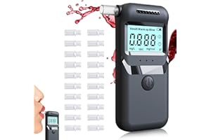 Hazxh Alcoholimetro, Alcoholimetro Homologado Profesional De Precisión con 20 Boquillas, Probador De Alcohol Personal De Alta Sensibilidad con Pantalla LCD Digital para Uso Doméstico y Profesional