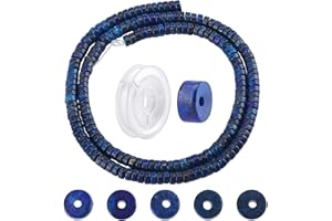 SUNNYCLUE 1 Scatola 200 Pezzi di Pietra Naturale Perline Heishi Disco Perline di Lapislazzuli Piatte Tonde Perline di Pietra Preziosa con 10 yarde di Filo Elastico per La Creazione di Gioielli