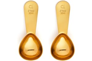 APACE LIVING Mesure à café (lot de 2) par Apace - 2 cuillers à soupe (CàS) – Les meilleures cuillers de mesure en acier inoxydable pour le café, le thé et plus encore (Or, 2)