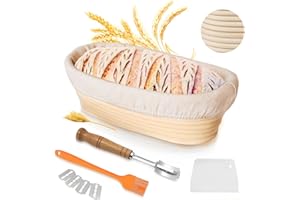 LURNODY Ovalados de 10 Pulgadas Banetones para Pan, Utensilios para Hacer Pan para Fermentación de Horneado, Bread Proofing Bowl para Suministros de Repostería Profesional y Casera