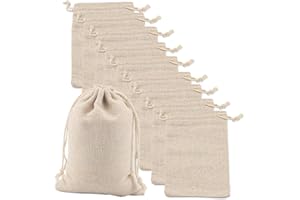 SLTAXAR 10 Stück Baumwollsäckchen 20x30cm Säckchen Baumwolle zum Befüllen Baumwolltasche mit Kordelzug Stoffsäckchen mit Zugband Jutesäckchen Stoffbeutel Groß Baumwolltasche für Weihnachten Geschenk