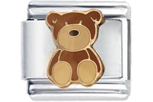 JSC JEWELLERY Brown Teddy Bear Enamel Italian Charm for Bracelet, Compatible with all 9mm Italian Style Charm Bracelets