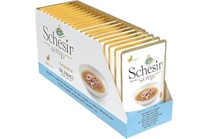 Schesir Cat Soup Lot de 20 sachets de Soupe au Thon avec calmar 85 g
