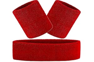 Hatstar 3-teiliges Schweißband Set | 1x Stirnband + 2X Schweißbänder für Handgelenke | Stirnband Damen & Herren | Accessoire für Karneval & Fasching Aerobic Kostüm