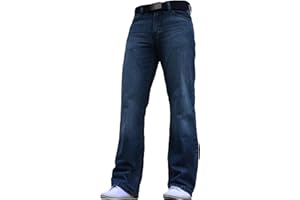 F.B.M JEANS BNWT Men's Wide Leg Bootcut Flared Blue Heavy Denim Jeans