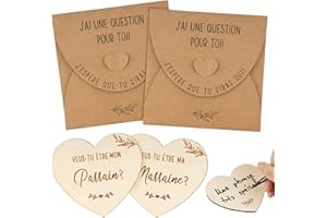 GEBETTER 2Pcs Plaque Bois Invitation Parrain Marraine Idée Cadeau Demande “Veux-tu être ma Marraine Veux-tu être Mon Parrain” Annonce Naissance pour Baptême avec Enveloppe