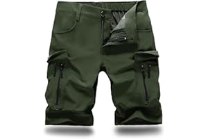 Hiauspor Wanderhose Herren Kurz MTB Hose Leichte Schnelltrocknend Cargo Bermuda Chino mit 5 Taschen Männer Wandershorts Outdoor Trekking Shorts Sommer Stretch Mountainbike,Arbeit,Sport