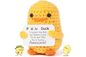 KAZGVN Pocket Hug, Emotional Support Gift, Crochet Animals, Cute Duck Plush, Emotional Support Plush Doll With Card, Cute Potato for Halloween Birthday Gifts Friends Party Decoration (Yellow)