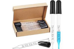 TECUNITE Glass Liquid Droppers, 1 ml Essential Oil Dropper Pipette Calibrated Glass Stain Dropper for Essential Oil Makeup Art Liquid Plant with Kraft Boxes (20)