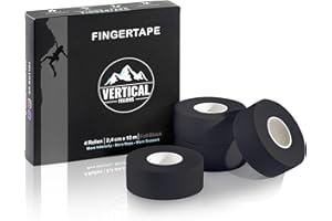 VERTICAL FELLOWS® Klettertape - DERMATEST sehr gut - mit PDF Tapeanleitung ideales Fingertape für Klettern Bouldern Kraftsport Volleyball Handball Kampfsport (4 Rollen - 2,4cm breit - schwarz)