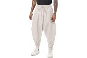 AITFINEISM Pantaloni Harem da Uomo Comodi Pantaloni Elastici in Vita Moda Tinta Unita Casual Yoga Hippies Pantaloni