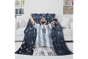 REIPOL Messi Warme Decke - Fußball Auffälliges Decke Für Geschenk Für Kinder Enkelkinder Eltern Liebhaber Freunde Kollegen - Sofa Bett Krippe Dekor - Weihnachten Geburtstag Geschenk Idee(150x200cm)