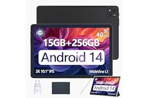 DOOGEE T10 Pro Tablette Tactile 10,1 Pouces 1920 * 1200 FHD+, 15GB + 256GB, 8580mAh+18W Charge Rapide, Android 14 Tablette with Double 4G, 2.4/5G WiFi, TÜV, 13MP + 8MP Caméra, Noir