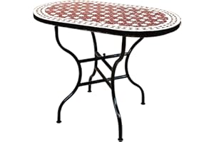 MARRAKESCH Estrella Table de jardin en mosaïque marocaine 100 x 60 cm Grand carré pliable | Table à manger rectangulaire pliable en mosaïque méditerranéenne | Table pliante pour balcon ou jardin | Estrella