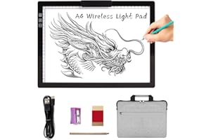 TOHETO A4 Ricaricabile Lavagna Luminosa per Disegnare con Borsa per il Trasporto, Supporto Innovativo e clip superiore, Scatola Luminosa di Tracciamento Tavoletta Luminosa Light Pad Board Box (Nero)