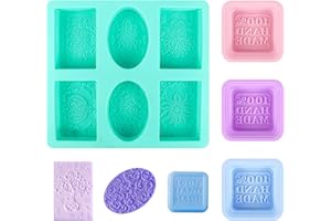 CHUDIAN Stampo per sapone in silicone, 4 pezzi, 6 cavità, quadrato, antiaderente per fai da te (colore casuale)