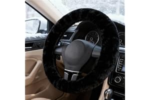 ITODA Fluffy Steering Wheel Cover Warm Microfiber Automotive Plush Steering Wheel Cover Comfortable Anti Slip Auto Steering Wheel Protector Universal Elastic Protection Cover