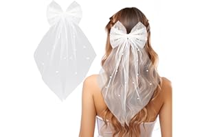 VZXQX Voile Mariée Courte, Evjf Voile de Mariée Perlé Blanche Dentelle avec Barrette, Voiles Femme en Tulle à pour Mariage, Enterrement de Vie de Jeune Fille Accessoire, Fiançailles, Fête, Mascarade