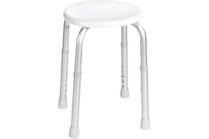 RIDDER Assistent A00603101 Bad-Hocker rund, Rundhocker, Hocker höhenverstellbar, weiß, ca. Ø 34x35-53 cm