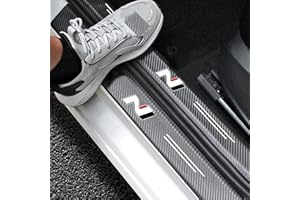 RIDGOEL 4 Piezas N NLINE Pegatinas Protector de Umbral de Puerta, para Hyundai N Performance Tucson Kona Sonata i30 i20 Elantra LAFESTA, Decoración para Estribos de Coche de Fibra de Carbono A