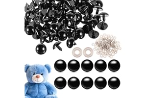 Giantree 100pcs 20mm Upgraded Safety Eyes for Crocheting, 20mm Black Plastic Safety Eyes Crafts Safety Eyes with Washers for Amigurumi Crochet Bears Stuffed Animals Doll Making